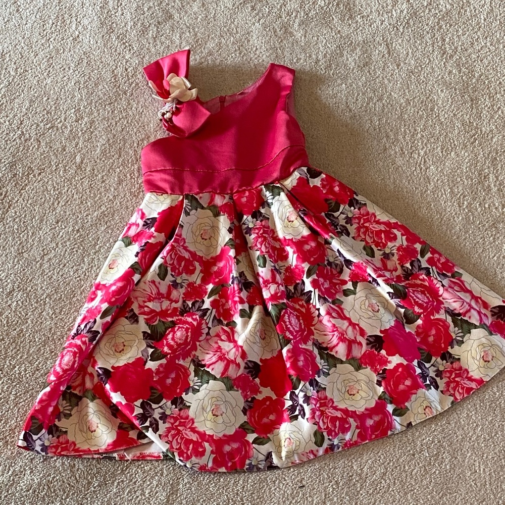 Elegant Pink Floral Kids Dress